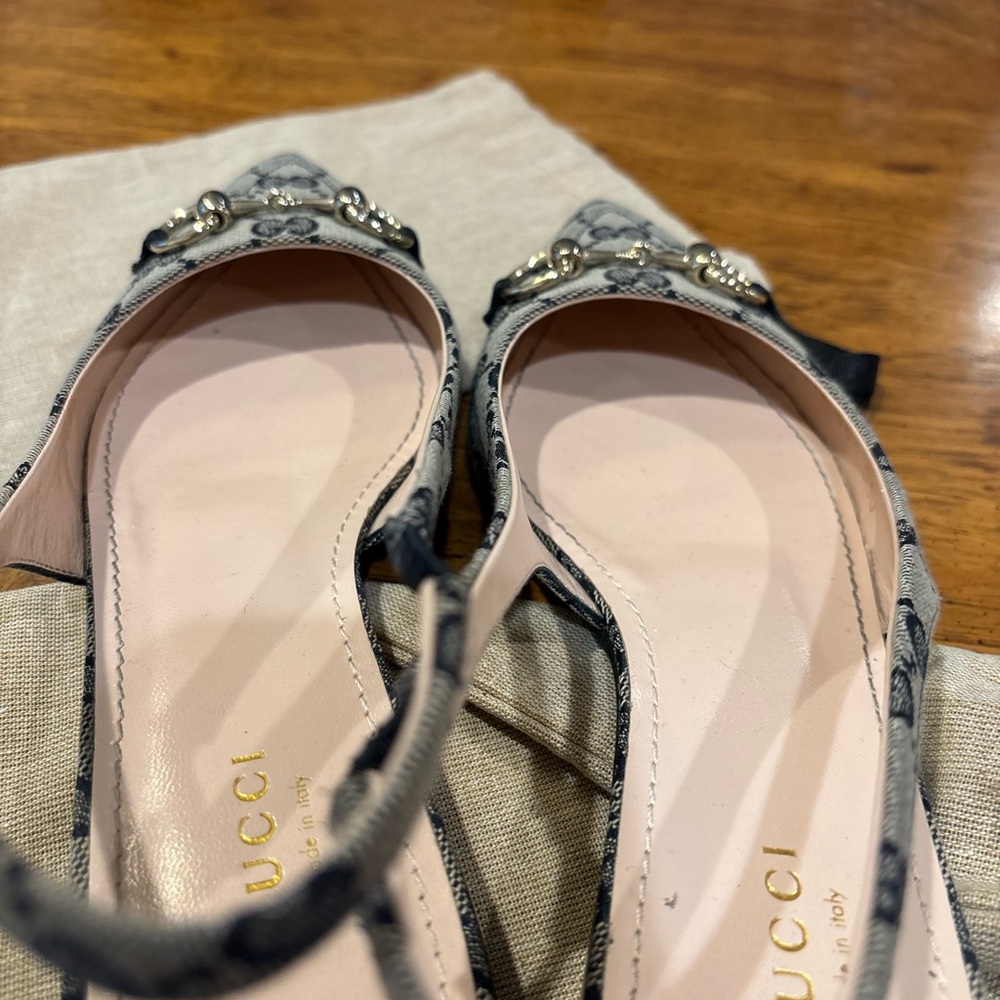 Gucci Women's GG Canvas Navy Slingback Flats - Picture 8 of 13